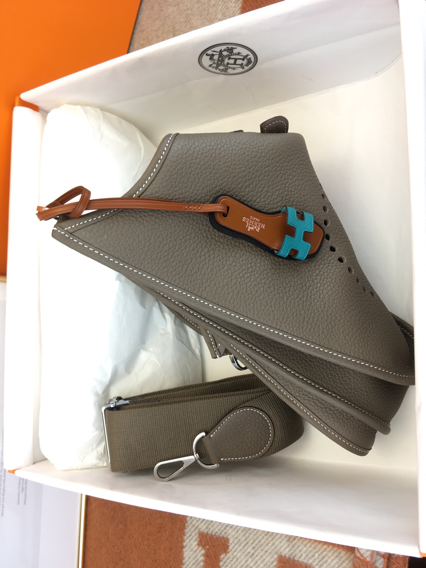 에르메스 에블린16 그레이 은장 끌레망스 가죽